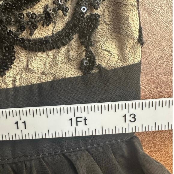 Black Small Sequin Lace Bodice Backless Halter Shorts Jumpsuit Long Shear Skirt - Picture 5 of 9